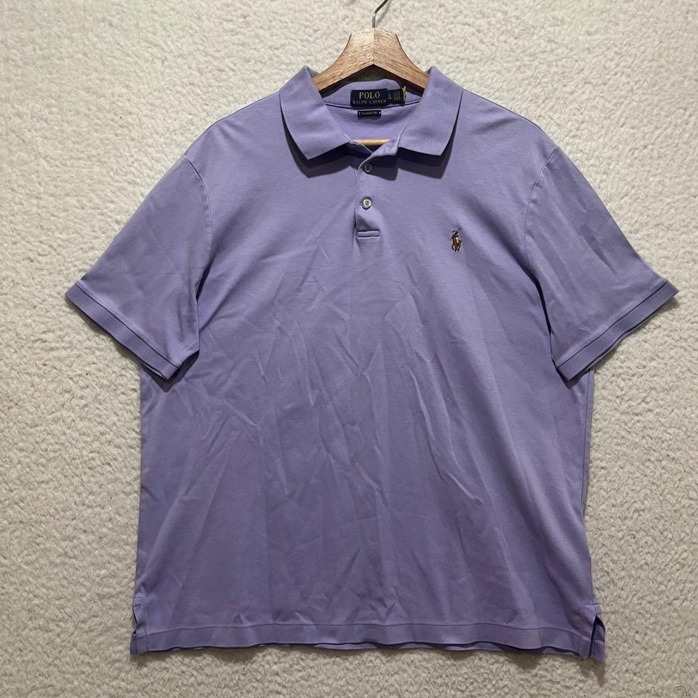 Polo Ralph Lauren Classic Fit Mens L Lavender Short Sleeve Polo Shirt Flesh Logo